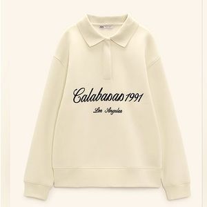 Zara Calabasas 1991 Los Angeles Crewneck Cream Oversized Medium Fleece